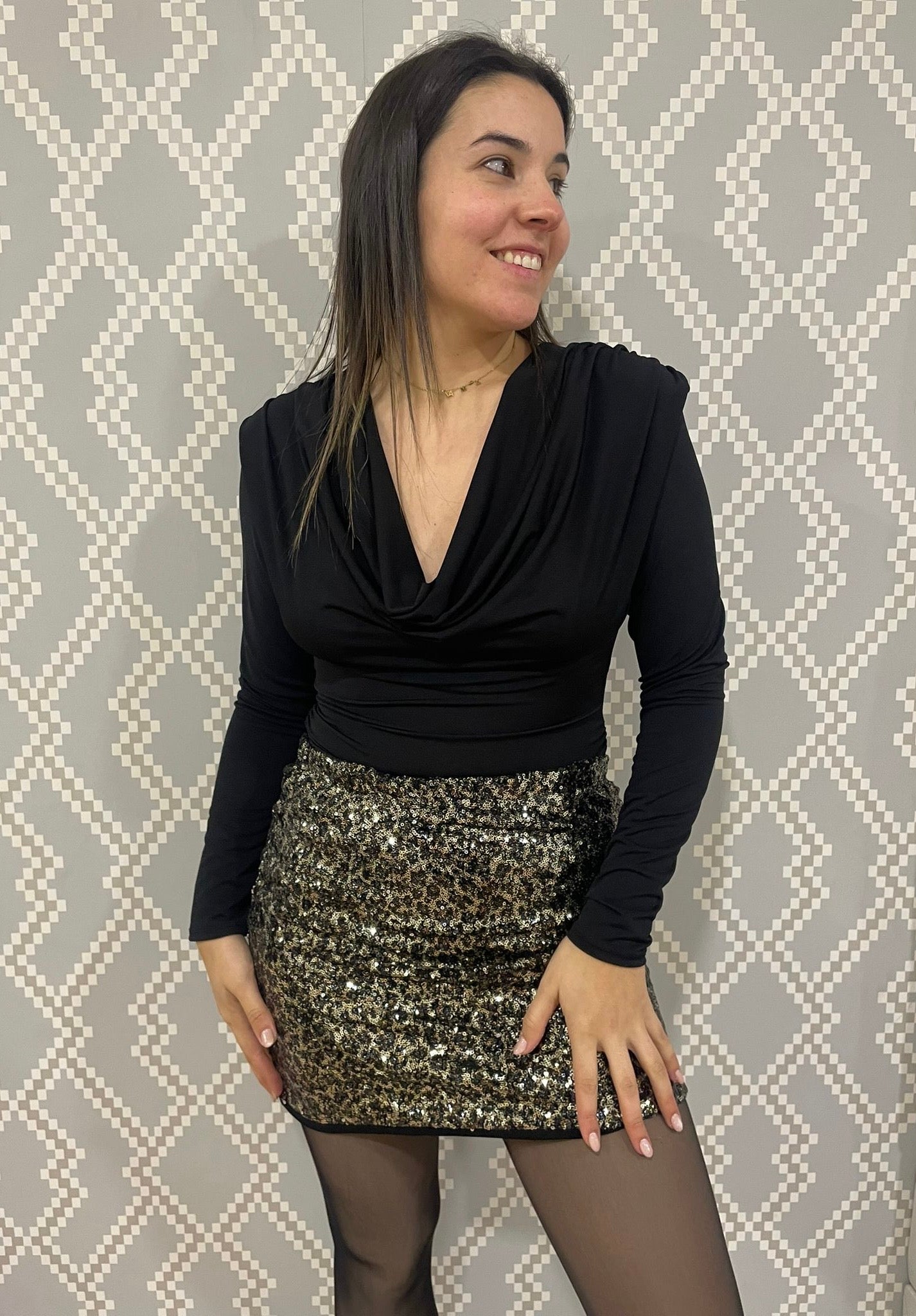 FALDA ANIMAL PRINT LENTEJUELAS